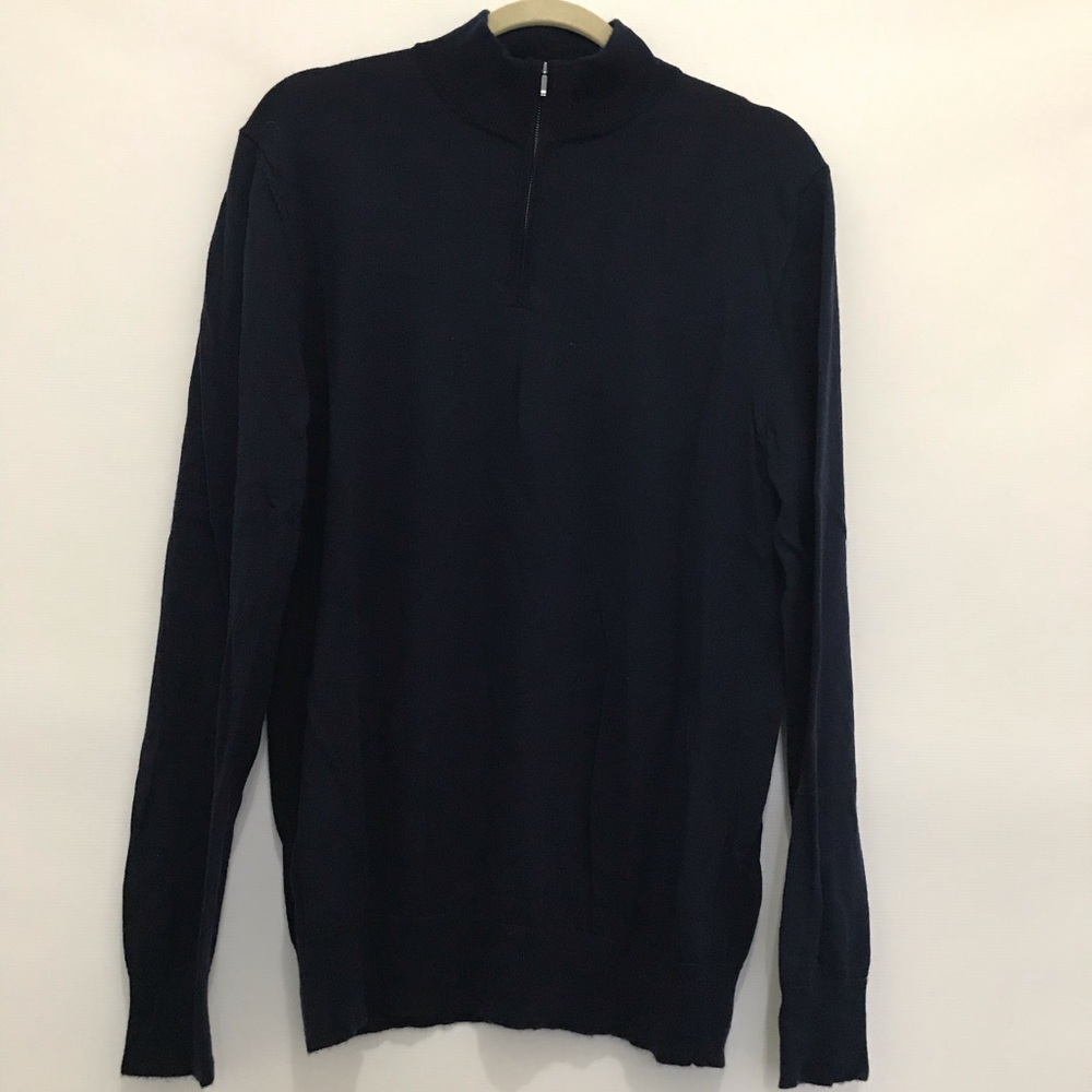 Charles Tyrwhitt Merino Wool Men's Navy Quarter-Zip Sweater Size M - Picture 3 of 8